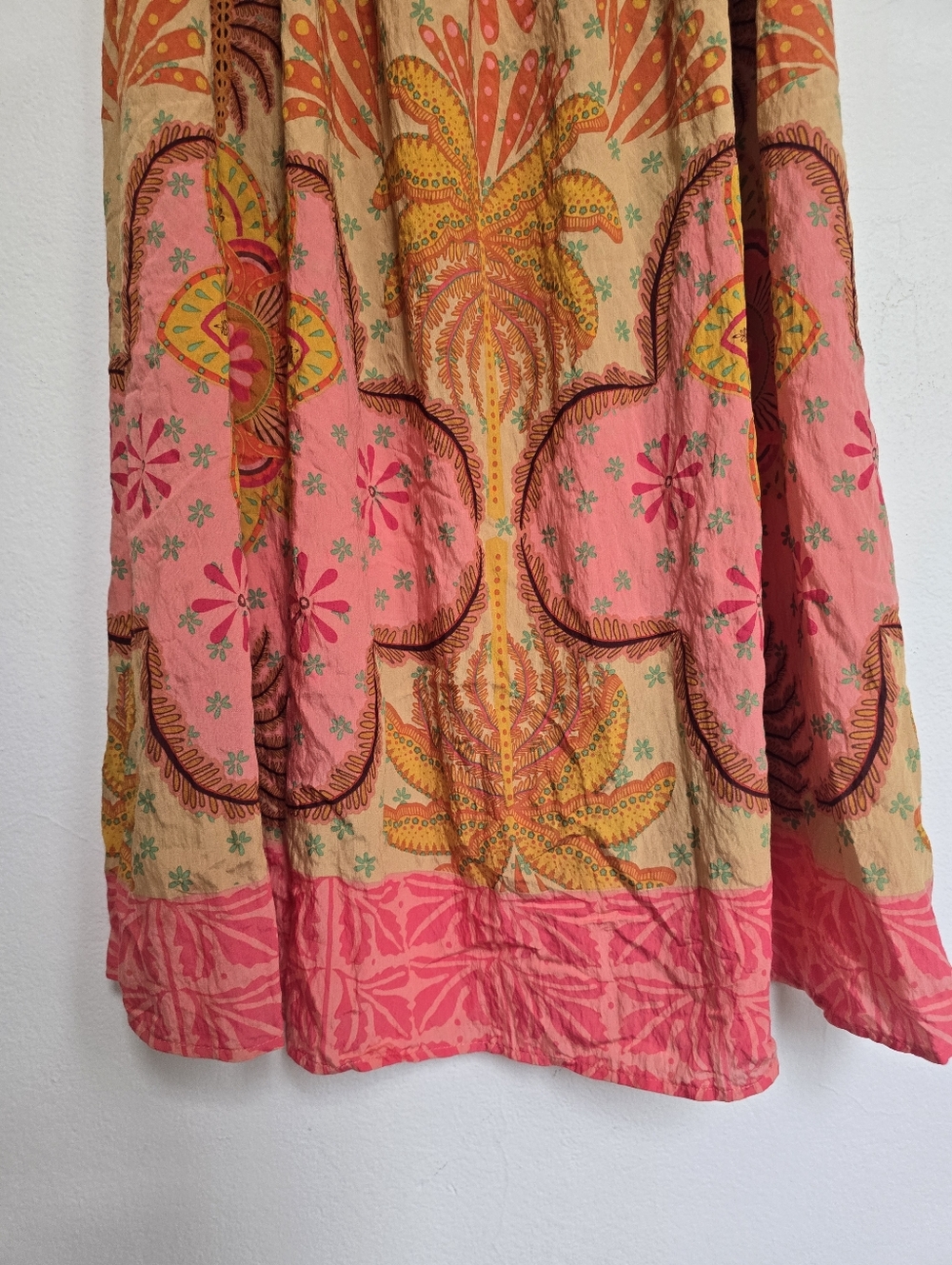 NWOT Calypso St Barth Boho Mandala Print Midi Skirt Coral Peach Size M - Picture 5 of 12